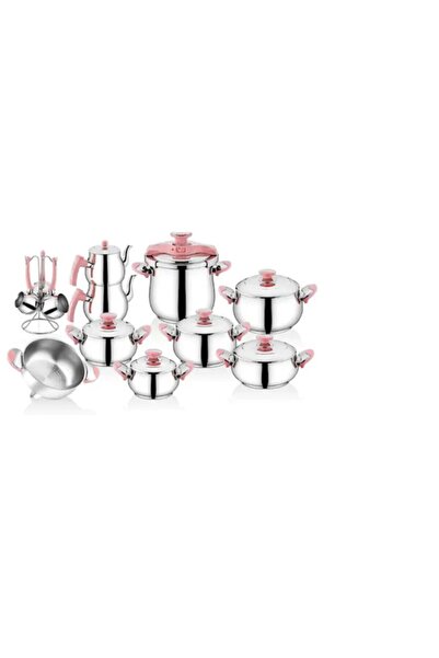 İNTER CELİK Pink Inter Steel Gulistan 21 Piece Classic Dowry Set