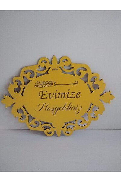 Ahşap Aksesuar Evimize Hoşgeldiniz Dekoratif Ahşap Kapı Süsü