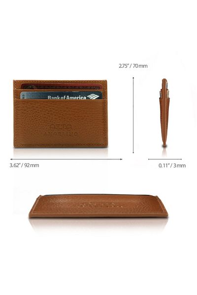 OttoAngelino Πορτοφόλι Unisex από γνήσιο δέρμα με μαγνητική θήκη για κάρτες
