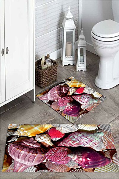 MEKTA HOME 3 Boyutlu Salyangoz Desenli Banyo Paspas Takımı 2'li