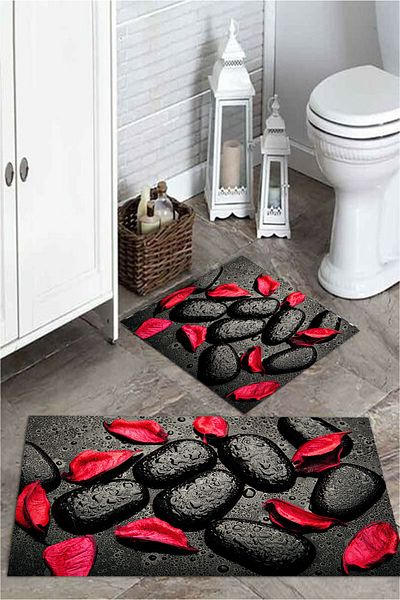 MEKTA HOME 3D Black Stone Mat Set Mktpp-2008 60 x 100 50 x 60