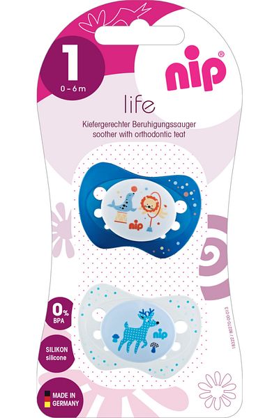 Nip 0-6 Months Bird Gazelle and Circus Life Silicone Pacifier