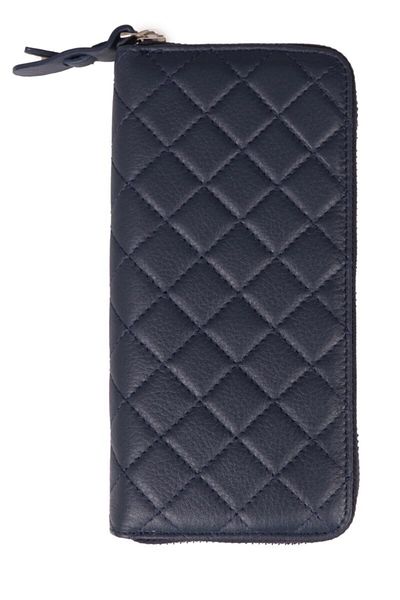 BLU Women's Navy Blue Quilted Leather Wallet