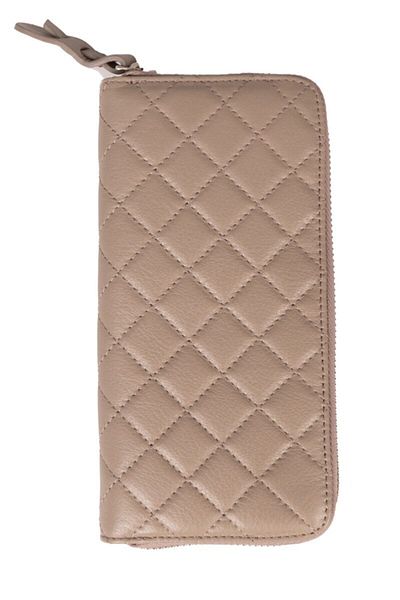 BLU Women's Beige Quilted Leather Wallet