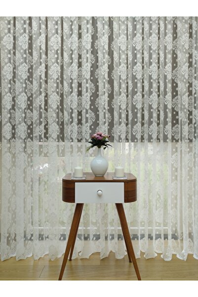 Esse Home Екрю Дамакс В'язаний Тюль Штора 150x200 см Нормальний Ворс 1/2.5