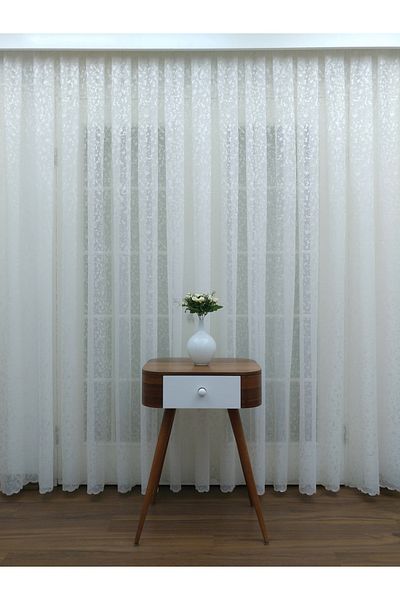 Esse Home Knitted Woven Plain, 550x260, Tight Pleat, 1/3 Tulle Curtain