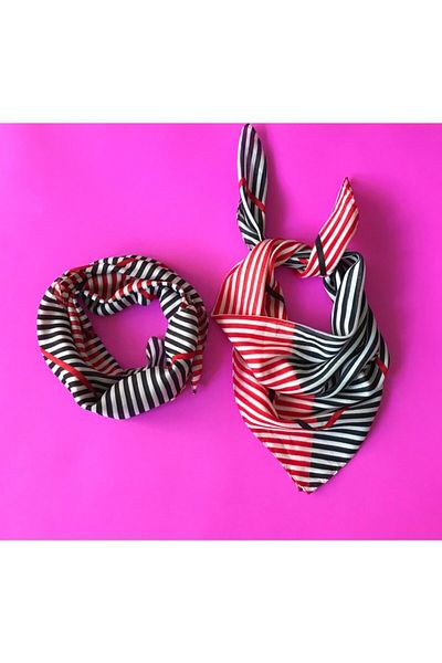 TOPTANFULARCI Stripe Patterned Scarf