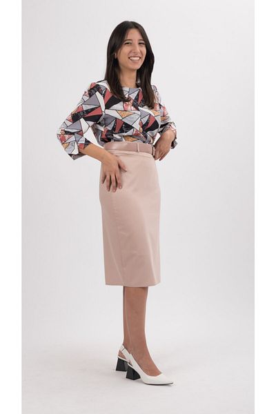 SORALLİNE Women's Pencil Skirt 70 Cm Length Lined, Office Skirt, 747 Powder