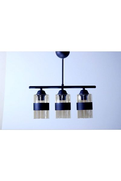 Uçar Black Row Strip Glass Chandelier