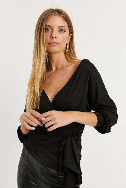 Cool & Sexy Dámská černá dvouřadá halenka EY1050