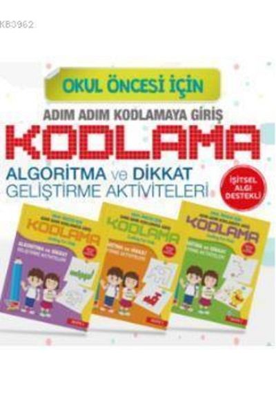 Dikkat Atölyesi Yayınları Step-by-Step Introduction to Coding for Preschoolers (3 Book Sets)