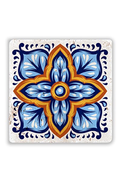 Oscar Stone Decor Natural Stone Printed Coaster Majolica Pattern 10 Cm X 10 C...