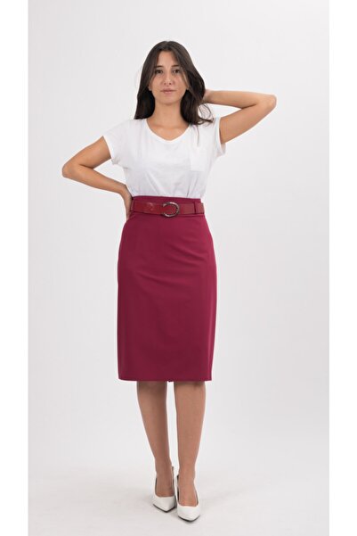 SORALLİNE Fusta creion dama 70 cm inaltime cu captuseala, fusta birou,,747 Liliac