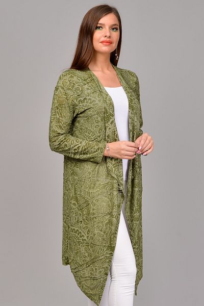 TUSSE Women's Khaki Asymmetrical Devore Cardigan
