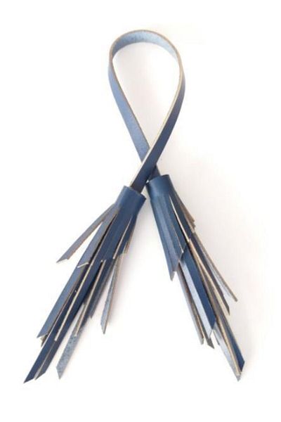 angel çanta aksesuar Μπλε Navy Blue Real Leather Διπλή Φούντα Zig Zag