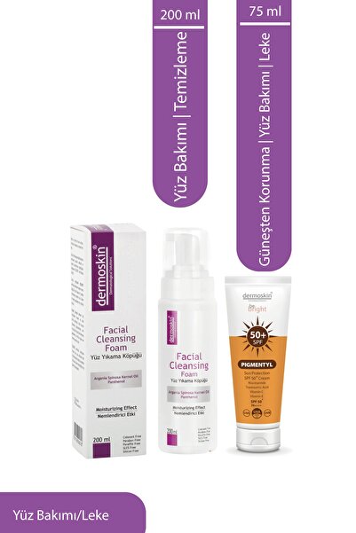 Dermoskin Yüz Yıkama Köpüğü 200 ml+ Be Bright Pigmentyl Sun Protection SPF50+...