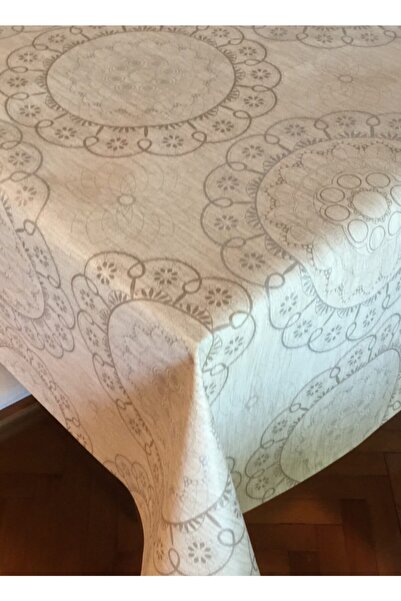 FANTASTIC Ottoman Pattern Lined Removable PVC Oilcloth Tablecloth - Brown