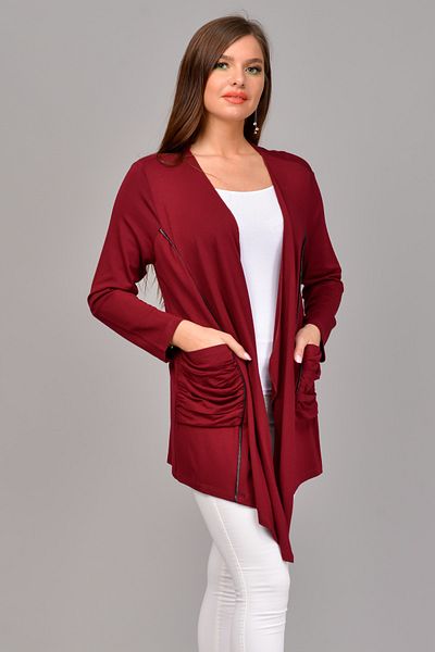 TUSSE Women's Burgundy Leather Ribbed Cardigan