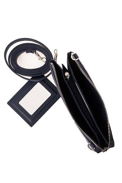 BLU Navy Blue Hanging Leather Wallet