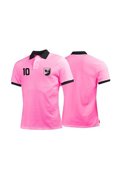 OFFSIDESIGN Men's Pink Palermo Rosanero Retro Polo Neck T-Shirt