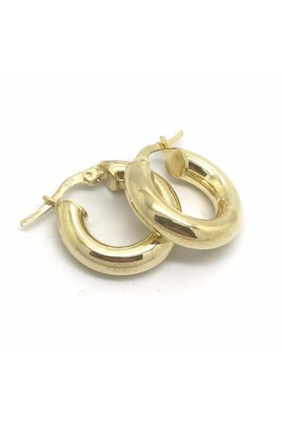 Erer Gümüş Gümüş 1cm Kalın Bombeli Halka Küpe Dy256e1