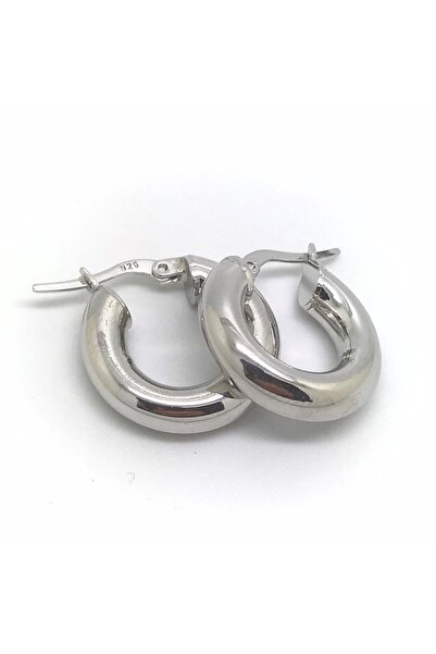 Erer Gümüş Gümüş 1cm Kalın Bombeli Halka Küpe Dy256e1