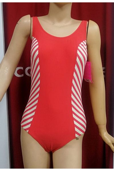 Seamark Women's Pomegranate Flower Striped Swimsuit