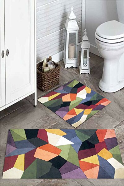 MEKTA HOME Set covorașe de baie din 2 piese cu model geometric colorat