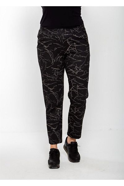 Seamoda Women's Black Granite Pattern Carrot Pants