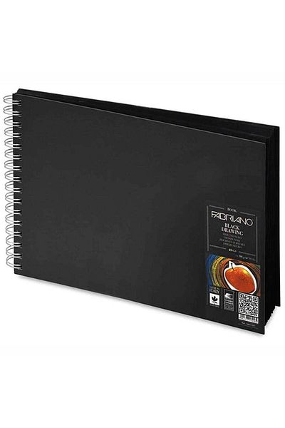 Fabriano Blackbook Spiral Sketch Drawing Notebook Black Leaf 190 GrA4 40 Sheets