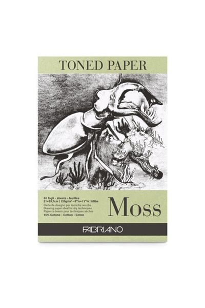Fabriano Toned Paper Sketch Drawing Notebook Moss Color 120 GrA4 50 Sheets