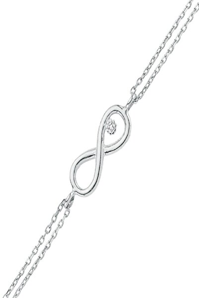 Altın Sepeti Beyaz Altın Tektaşlı Sonsuzluk Bileklik