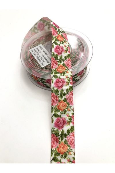 Hobigram Κορδέλα Grosgrain με μοτίβο λουλουδιών 2,5 cm – Ειδικό σχέδιο, αξεσουάρ, ποιοτική παραγωγή, εντυπωσιακό στυλ – Ku