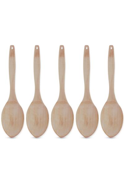 Genel Markalar Ağaç Kepçe Büyük 5 Adet 30 cm BPA Free Bej