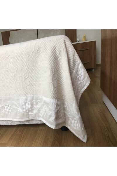 Yavuz Tekstil Çift Kişilik Ipek Pike Takımı Naturel El Işçiliği