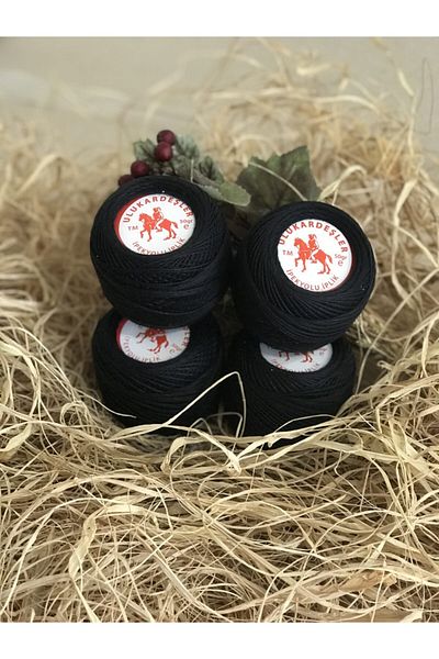 ULU KARDEŞLER İPLİK 50 Gr Cotton 4-Piece Black Total 200 Gr Hand Knitting Yarn