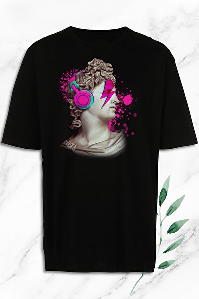 perseusshopping Μπλουζάκι Unisex Μαύρο Oversize με στάμπα Mythology Sculpture