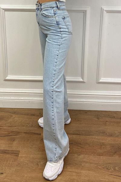 Ramrod Jean Palazzo Lycra cu talie super înaltă spălat în zăpadă