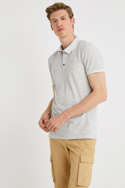 Koton Men's Gray Polo Neck T-Shirt