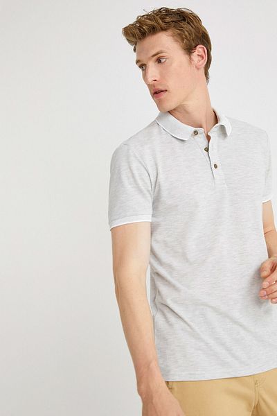 Koton Men's Gray Polo Neck T-Shirt