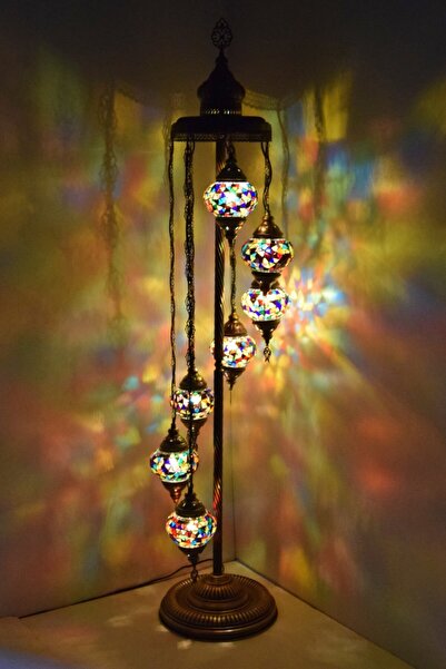karlıkturistik Lambader Çoklu Elişi Sarkıt Camlı,mozaik Ayaklı Lambader,dekor...