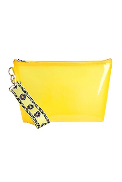 Bakras Sarı Papatya Desenli Yarı Şeffaf Organizer Plaj Çantası