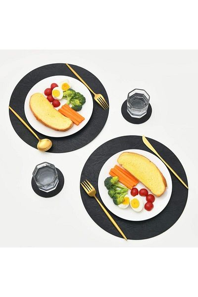 ASENA DESİGN American Service Black Leather Lily 12 Pieces