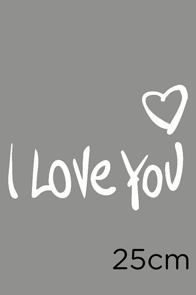 MIGNATIS Autocolant cu text I Love You și semn de inimă în partea de sus dreapta 25 cm - alb
