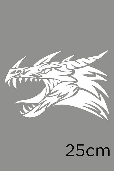 MIGNATIS Autocolant cu cap de dragon supărat cu gura deschisă 25 cm - alb