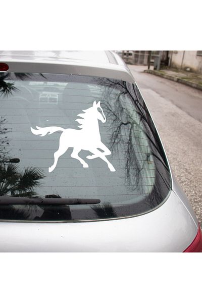 MIGNATIS Autocolant pentru autovehicul și perete de 25 cm alb Running Horse Puppy