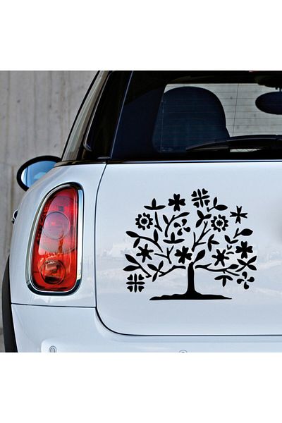 MIGNATIS Autocolant de perete auto cu motiv arbore cu flori 25cm - negru