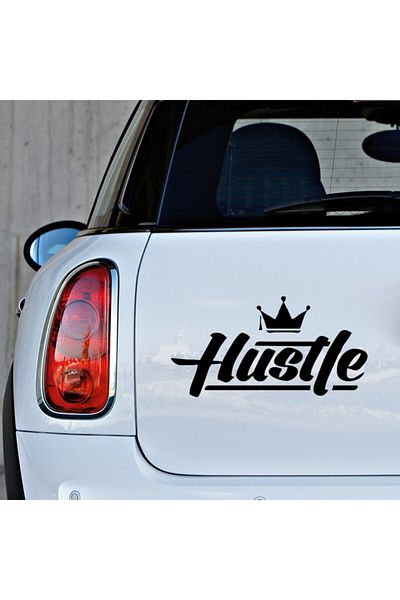 MIGNATIS Hustle Text King Crown Lipire autocolant pentru vehicul și perete 25cm - negru