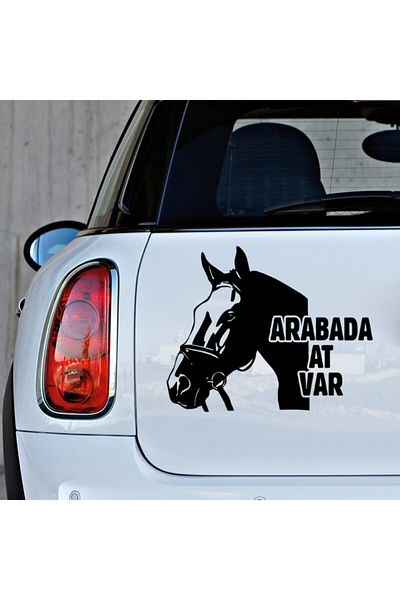 MIGNATIS Autocolant cu text Cal în mașină 25cm - Negru