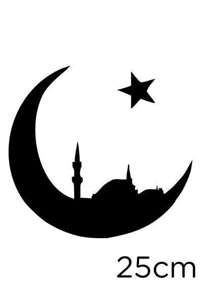MIGNATIS Autocolant Istanbul și Lună și Steaua 25cm - Negru
